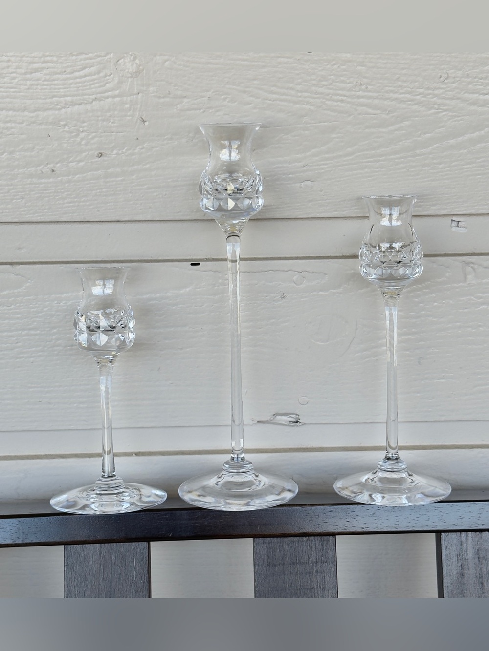 Vintage Kosta Boda GÖRAN WÄRFF “Prince” Set of 3 Crystal Tapered Candlesticks